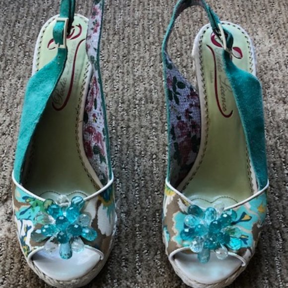 Colorful Beaded Wedge Heels - Picture 1 of 4